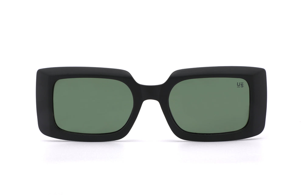 Leila Matt Black Frame Green Lens